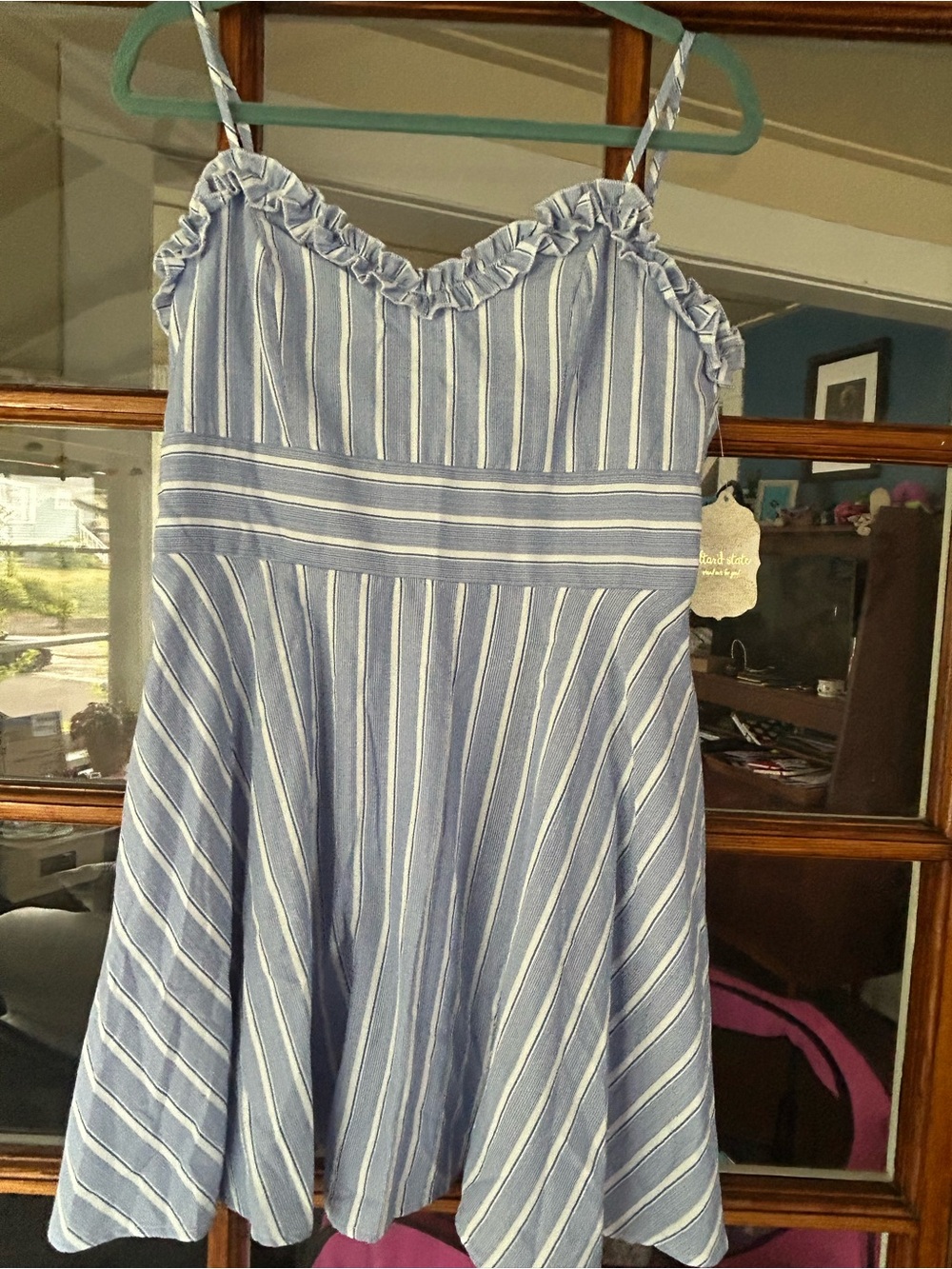 Altar'd State Blue and White Striped Mini Dress